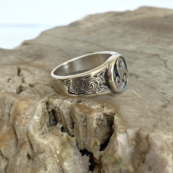 Sterling Silver 925 Signed PSCL Peter Stone Celtic Spiral Knot Band Ring Sz 7 - Picture 4 of 16